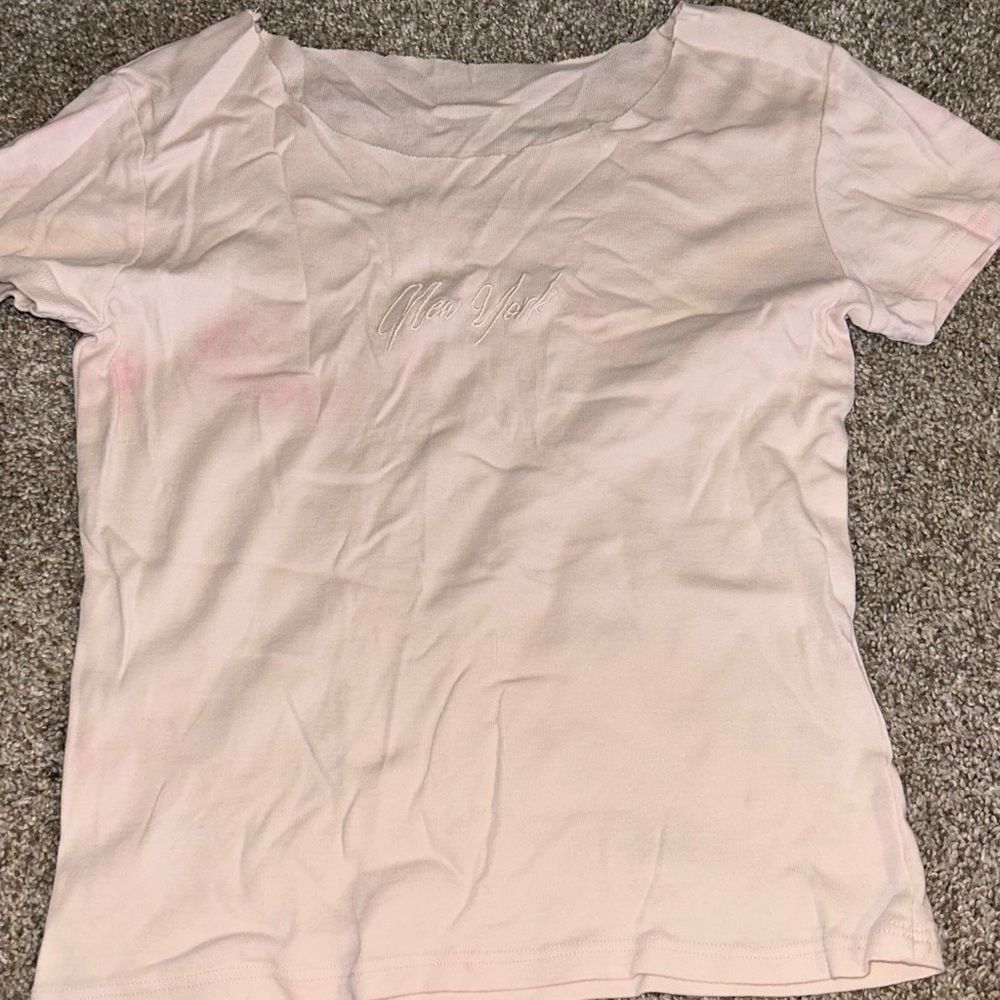 Pink New York Brandy Melville Baby Tee